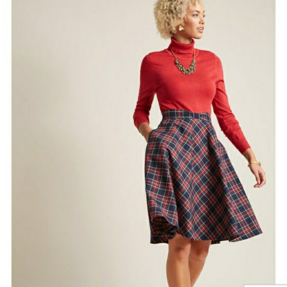 Modcloth A Line Plaid Skirt